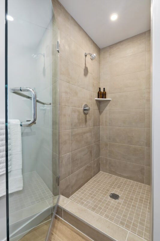walk in shower with glass doors