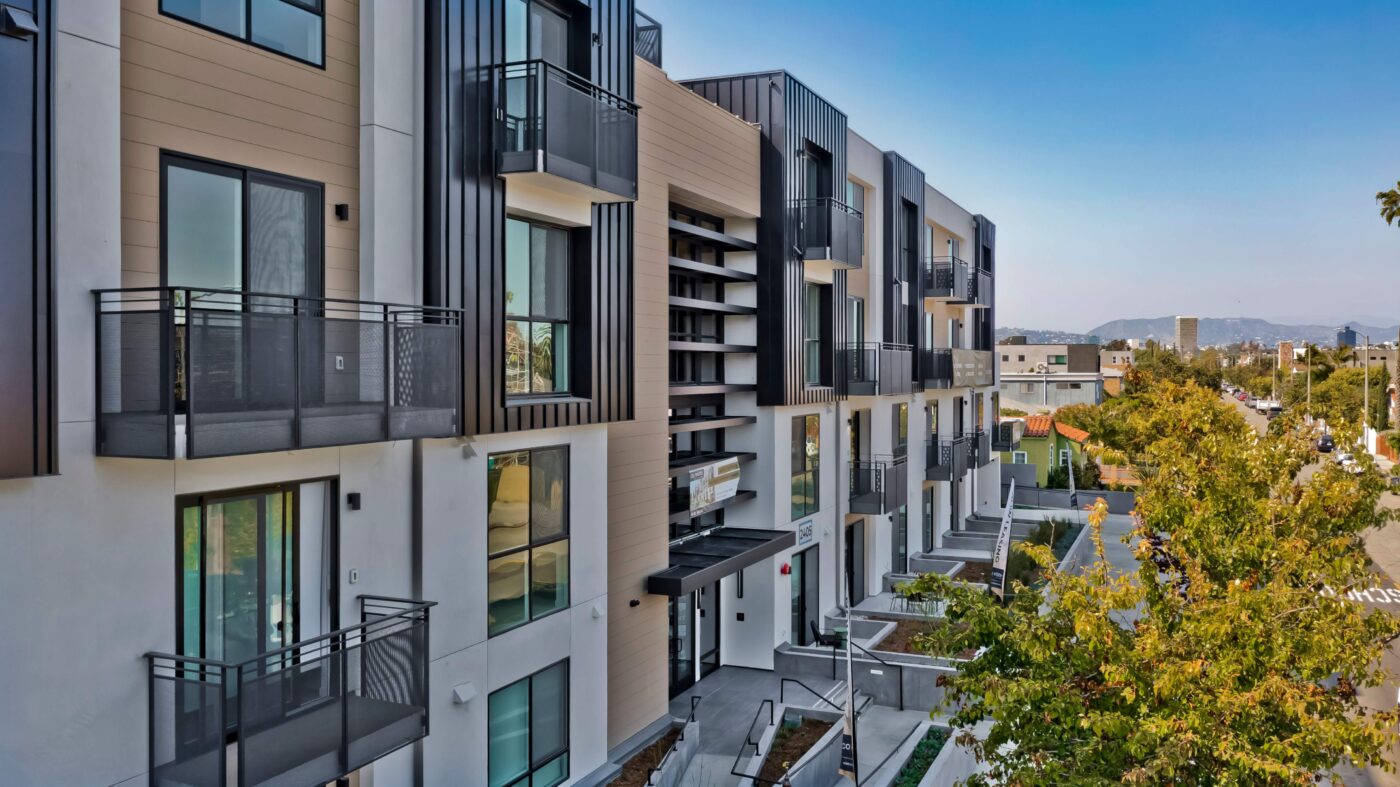 Building exterior showing landscaped entry